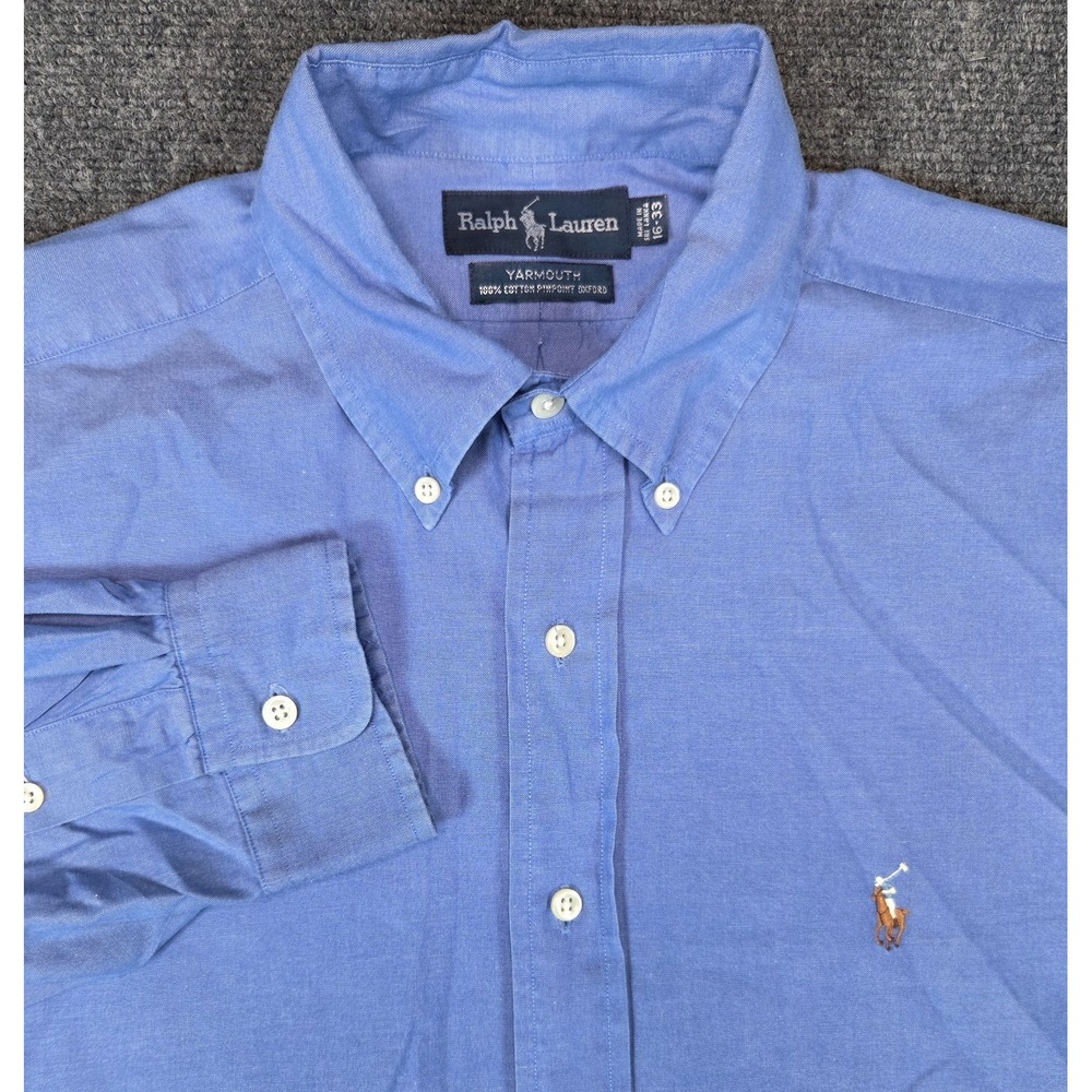 Ralph Lauren Yarmouth Shirt Mens Large 16-33 Blue Button Down Long Sleeve - Picture 1 of 7